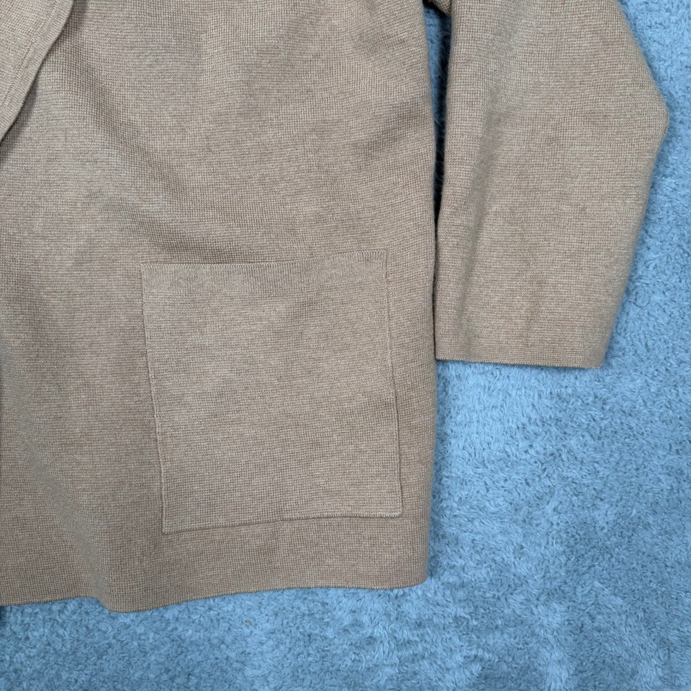 J.Crew Womens Tan Camel Merino Wool Blend Open Front Sweater Blazer Jacket L - Picture 5 of 9